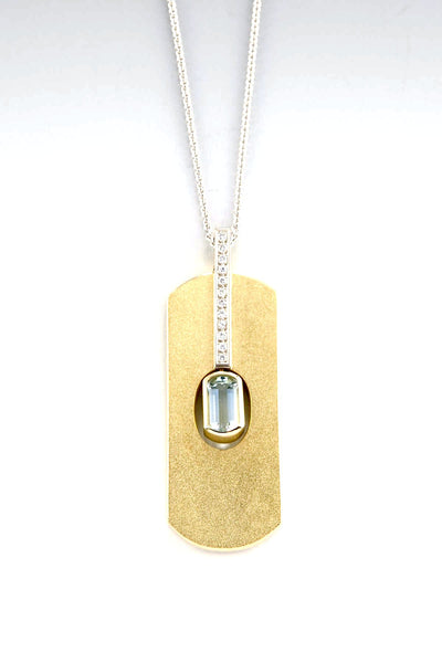 Aquamarine + Diamond Necklace